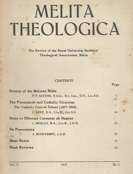 Melita Theologica Vol X No 1